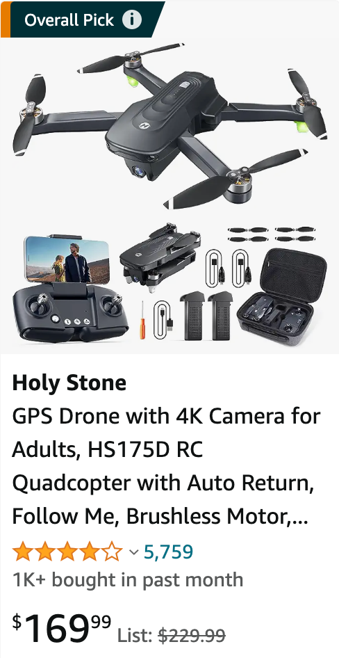 Best Mini Drones: Holy Stone HS175D